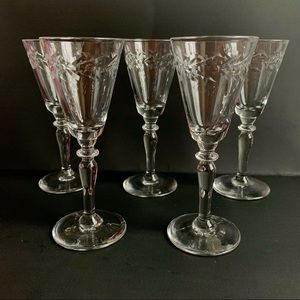 Rock Sharpe etched Leaves & Berries Etched Crystal Cordial Liquor glassses
